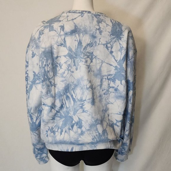 Petal and Peacocks blue white tie dye sweatshirt L - Picture 2 of 4